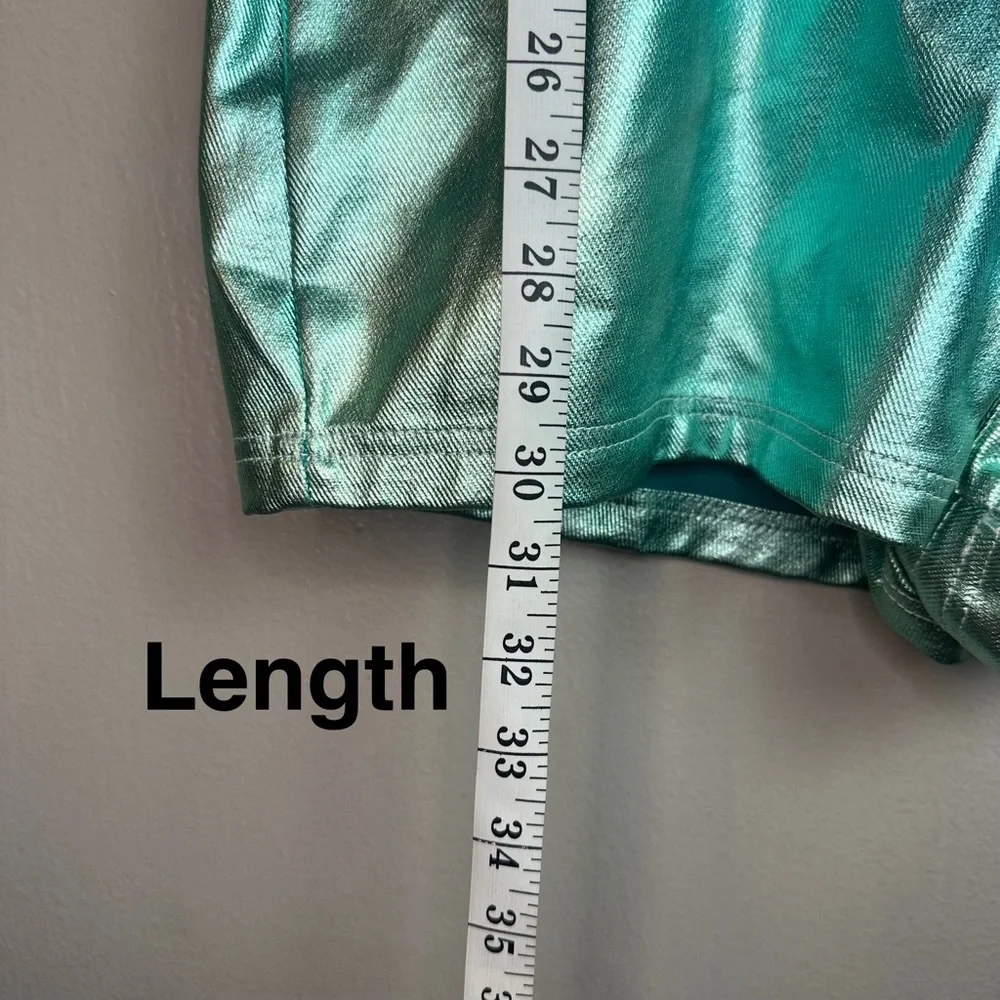Peach Love California Women’s Turquoise Metallic Romper Sz M - Picture 3 of 9
